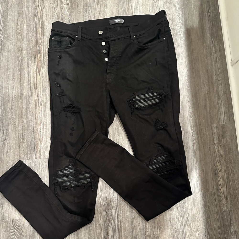 Amiri Mx1 Black Distressed Denim Jeans